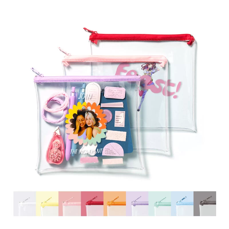 カラーファスナークリアポーチ